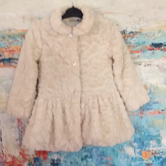 CALVIN KLEIN Fluffy Soft Coat cream Lined Sz 6 - Picture 6 of 13